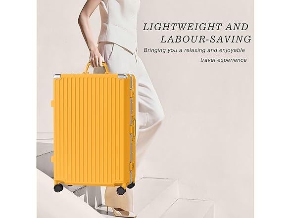 AnyZip Luggage Sets 2 Piece Aluminum Frame Carry On and Checked Suitcase PC ABS Hard Shell TSA Lock No Zipper(Orange, 20/28) (Open Box)