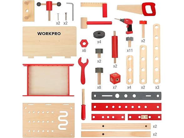 WORKPRO Wooden Workbench Kit Kids Tool Bench