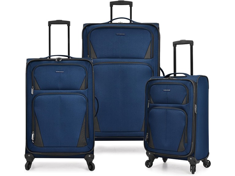 U.S. Traveler Aviron Bay Expandable Softside Spinner Wheels, Teal, 3 Piece Luggage