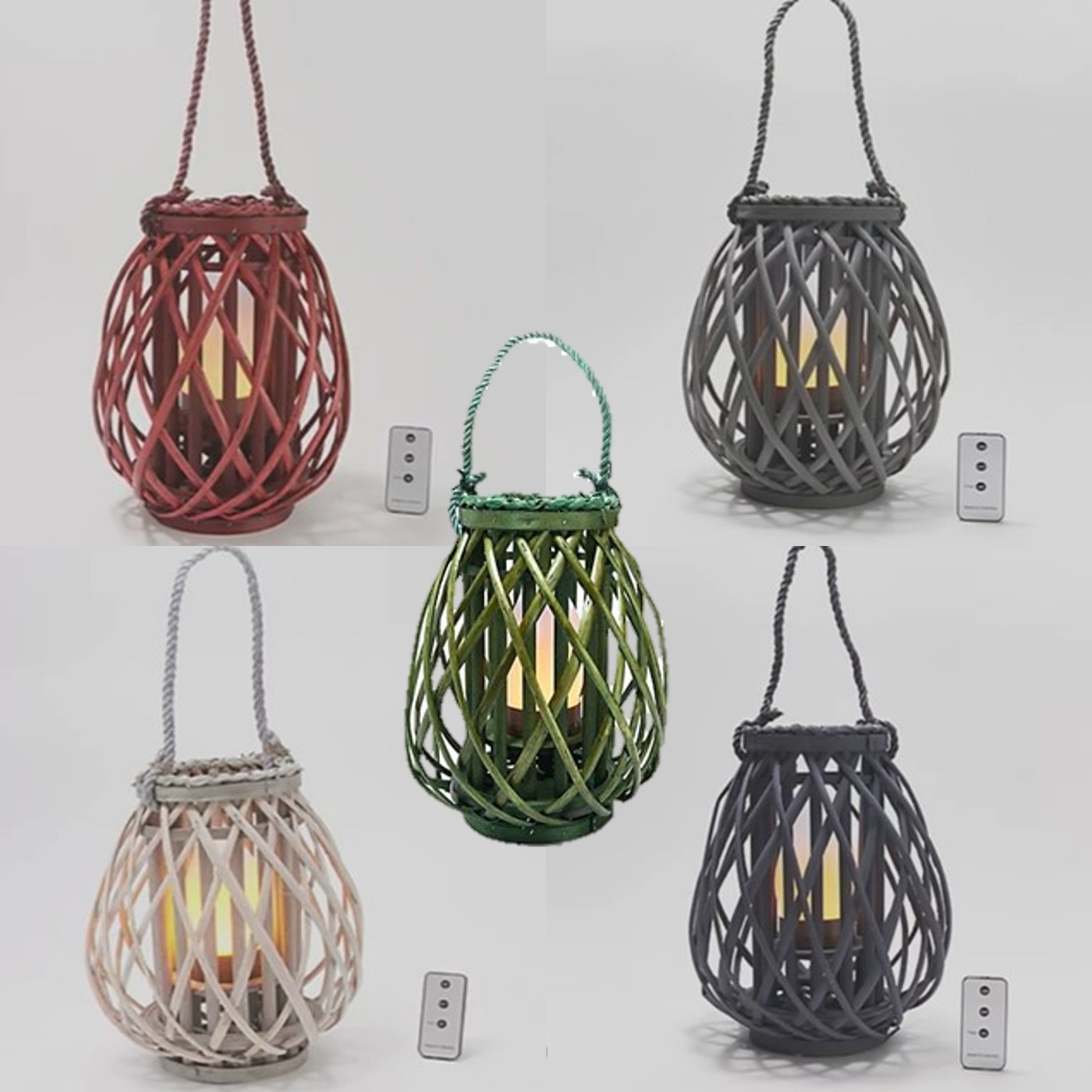 Barbara King 12" Teardrop Wicker Lantern - Gallery 9