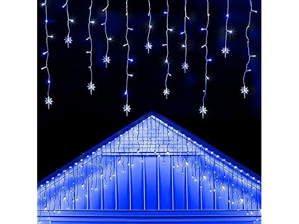 Twinkle Star Iciclelights with Star, Outdoor Cur