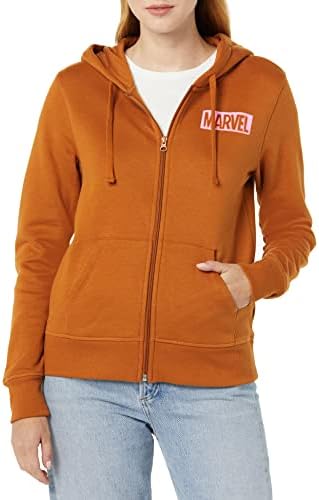 Amazon Essentials Disney | Marvel | Star Wars | Princess Women's Fleece Full-Zip Hoodie Sweatshirts, Marvel Logo, Small