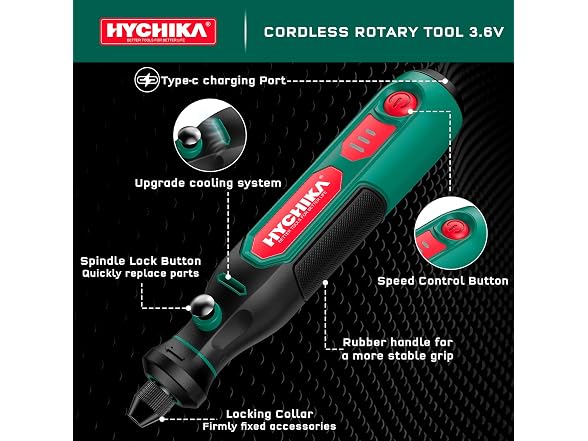 HYCHIKA Mini Cordless Rotary Tool Kit - 89PCS