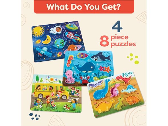 B. toys – Chunky Puzzle 4 Pack: Bus, Sea, Space, Dino