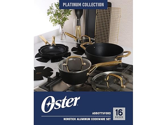 Oster Platinum Abbottsford 16 Piece Aluminum Pots and Pans 