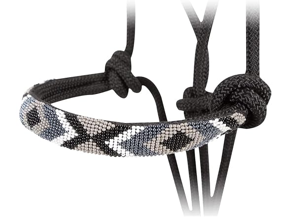 Cashel Beaded Nose Rope Halter w/9ft Lead Bla