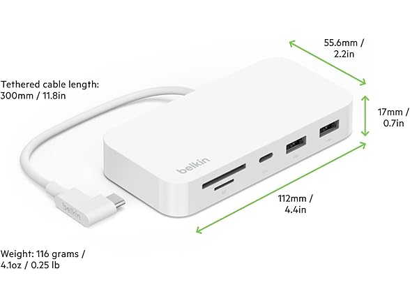 Belkin USB-C 6-in-1 Multiport Hub with Mount - Gallery 7
