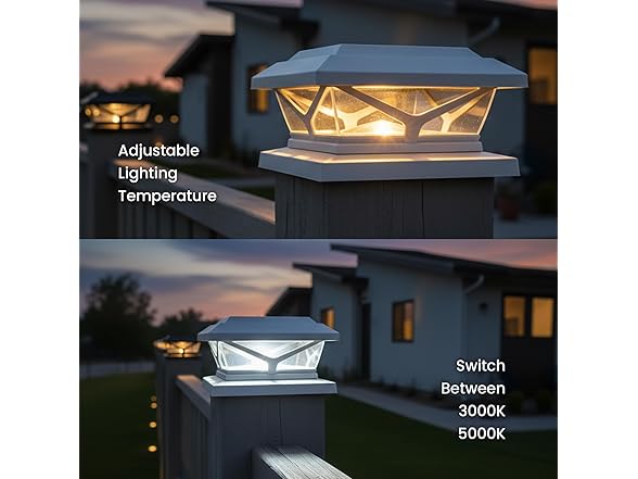 Home Zone Security 4-Pack Crown Style Solar Powered Post Cap Light