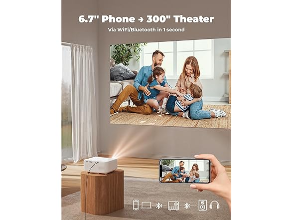 Lisowod 1080P Projector with WiFi and Bluetooth