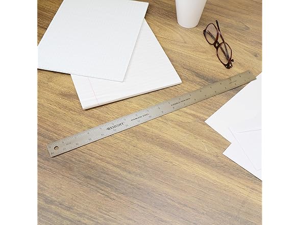Westcott 18-Inch Stainless Steel Zero-Center Ruler