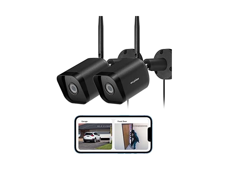 La View B9 Outdoor Security Cameras 1080P 2PK Black