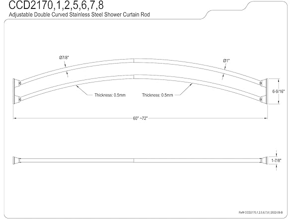 Kingston Brass Shower Rod, 60"-72"