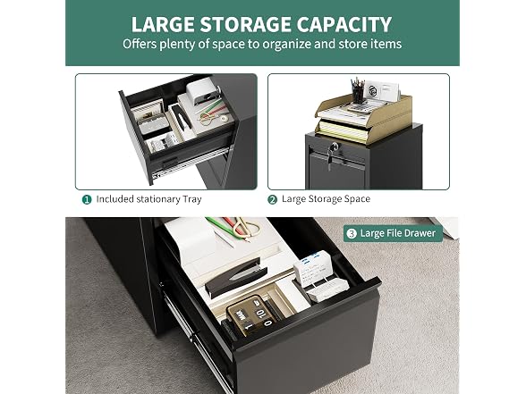 BouPower 4 Drawer File Cabinet with Lock