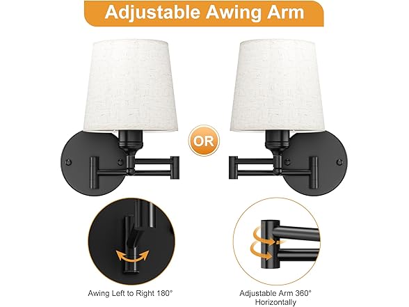 Frideko Swing Arm Rechargeable Wall Sconces Set