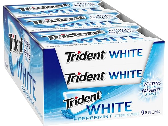 9PK Trident White Peppermint Sugar-Free Gum