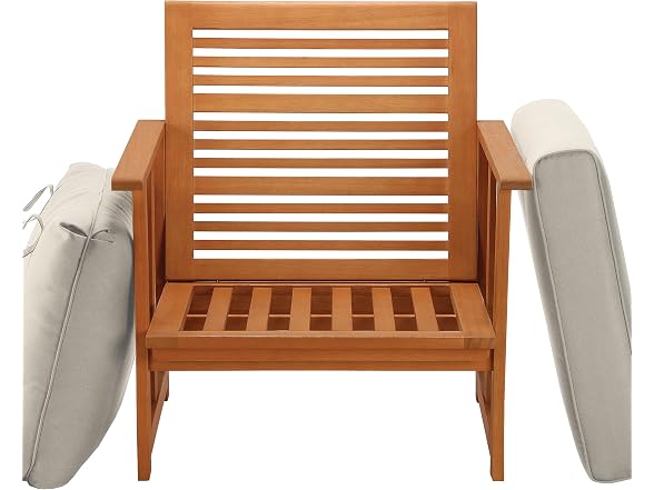 National Tree Company Eucalyptus Grandis Wood Cushioned Club Chair, Beige