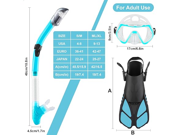 ZEEPORTE Mask Fin Snorkel Set