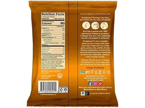 Drizzilicious Birthday Cake Rice Cakes 10pk