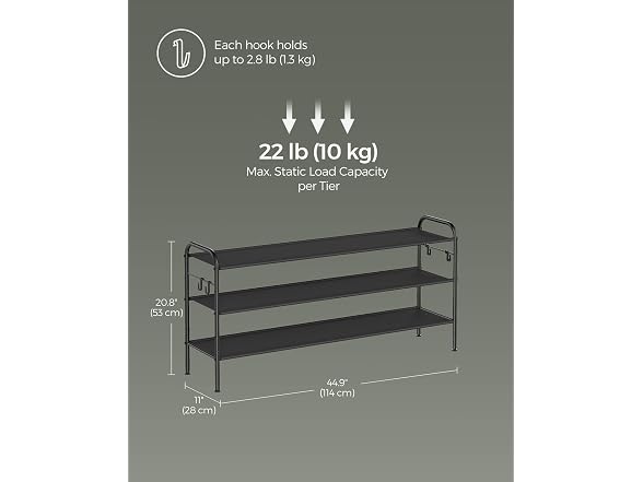 SONGMICS Shoe Rack, 3-Tier Shoe Organizer
