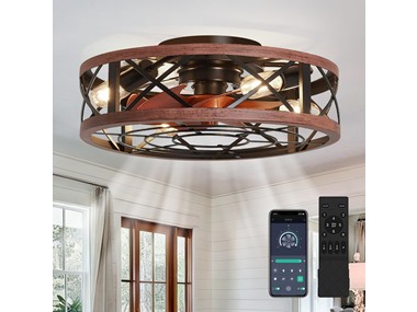 $49.99, Was $89.99, 44% Off! AQUBT Caged Ceiling Fan with Light | 19In dealfomo