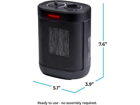 Comfort Zone 1500W PTC Ceramic Heater Black