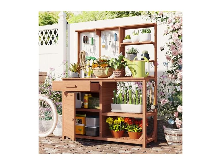 Merax N717P233277D Merax Fir Wood Potting Bench w