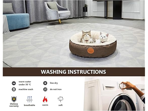 HachiKitty Washable Donut Cat Bed - Round