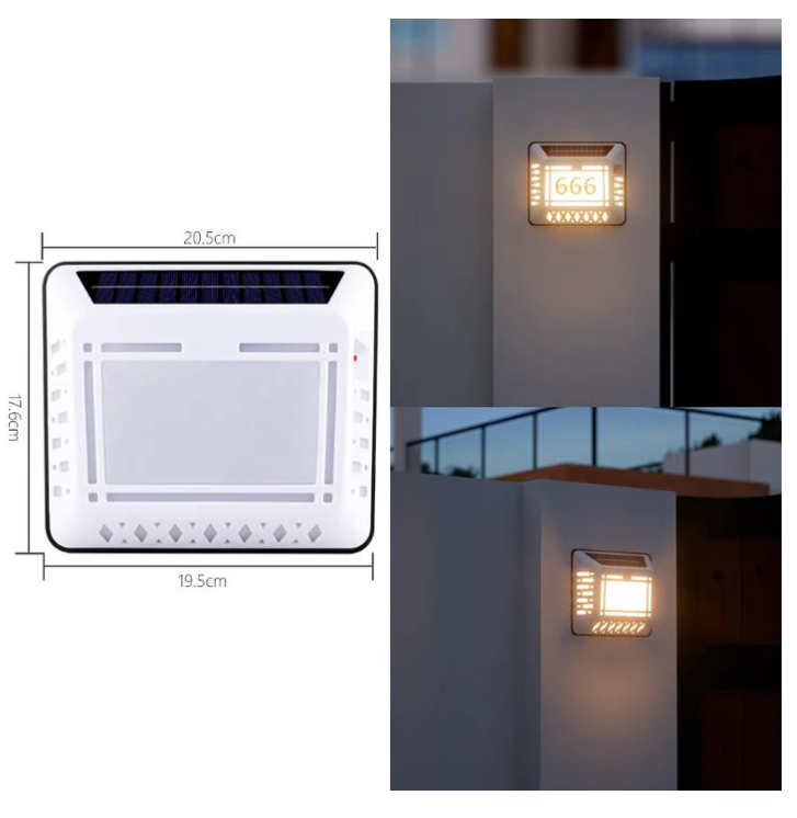 Solar LED Address Sign, White - Gallery 18