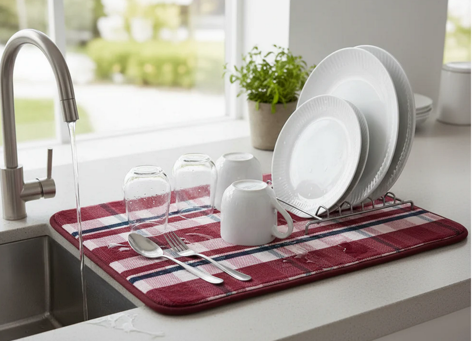 Cook N Repeat Holiday Dish Mat Red/ Green - Gallery 2