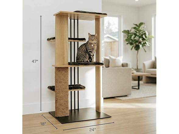 4 Cats and Dogs CALTR-L Cali Cat Tree Oak