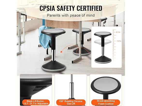 VEVOR Wobble Chair, Height-Adjustable