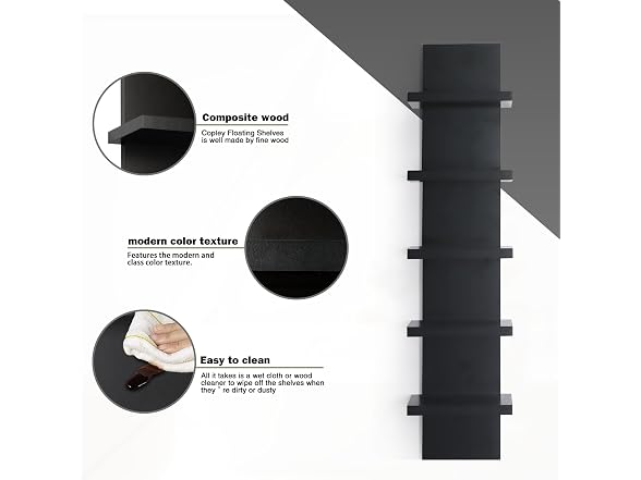 Bloddream 5-Tier Wall Shelves Black 30.7