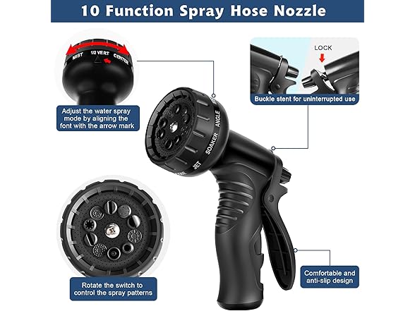 100ft Expandable Garden Hose with Nozzle