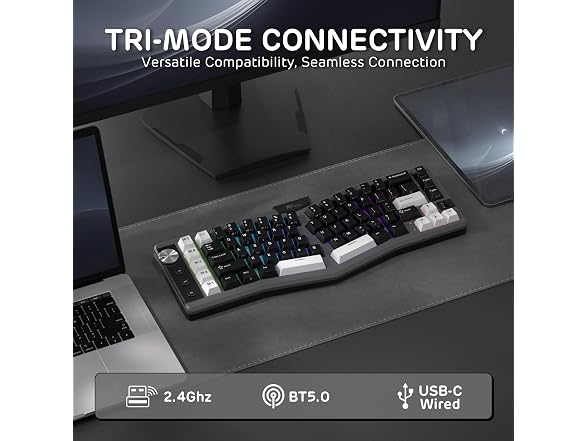 RK ROYAL KLUDGE A72 Alice Ergonomic Wireless Keyboard
