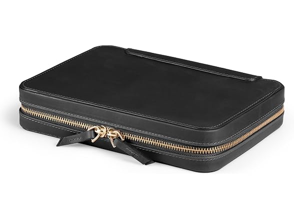 Londo Genuine Leather Travel Jewelry Organizer Black