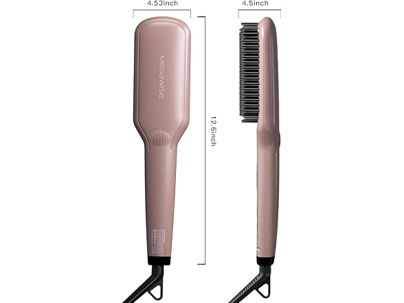 MEGAWISE Pro Ceramic Ionic Hair Straightener Brush for Home Salon