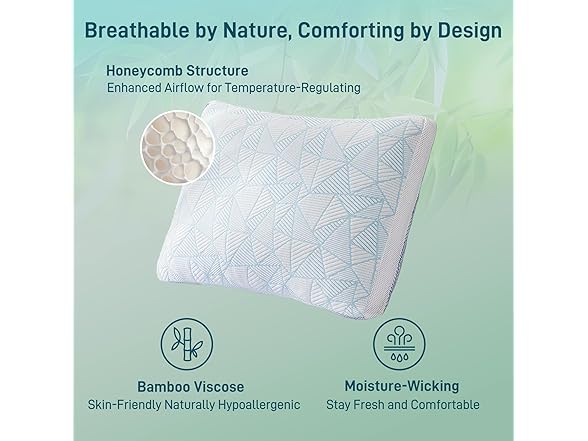 Sylvaris Memory Foam Pillows 2 Pack Queen