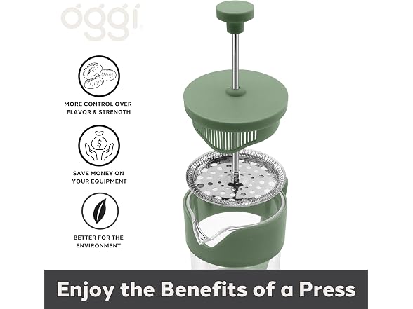 Oggi Borosilicate Glass French Press Coffee Maker - 34oz 