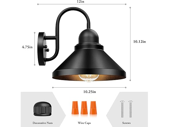 Brightever Gooseneck Outdoor Wall Sconces, 2-Pack