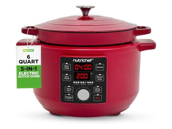 Nutrichef 6 Quart Electric Dutch Oven