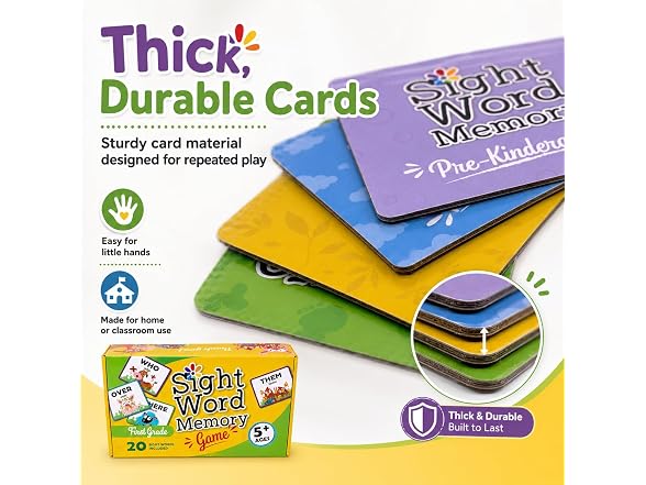 Sight Word Memory Game for Kids Ages 4-8, Matching Card Game