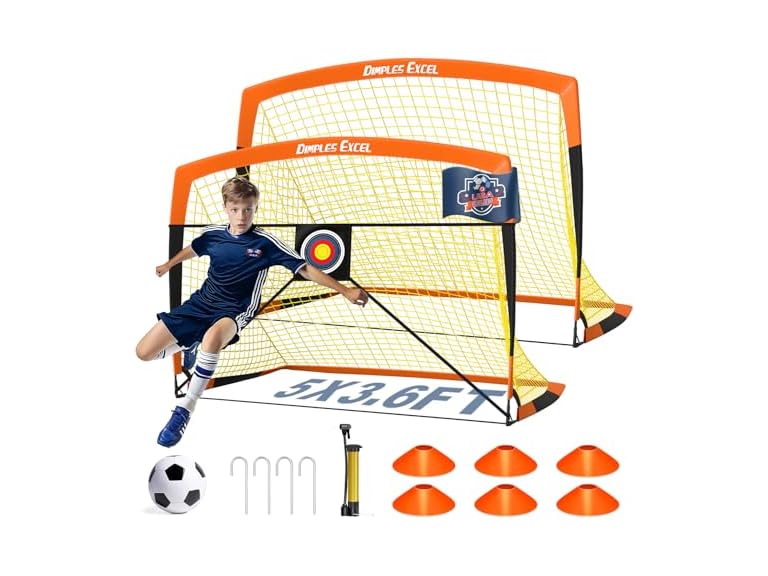 Dimples Soccer Goals Kids 5x3.6 FT Set of 2 (43.2"D x 60"W x 43.2"H Orange)