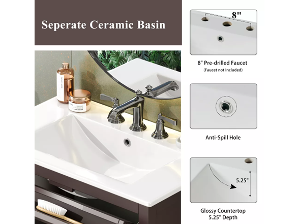 Christopher Knight Home Graham 30" Contemporary Vanity