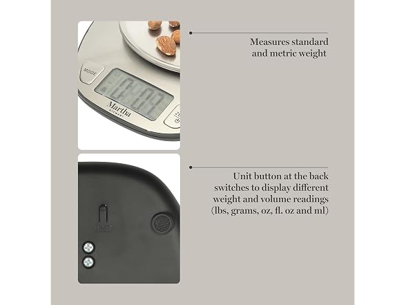Martha Stewart Food Scale 11 lbs/5kg, Digital Kitchen Scale