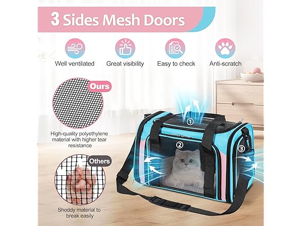 Discala Cat Dog Carrier Up to 15 Lbs