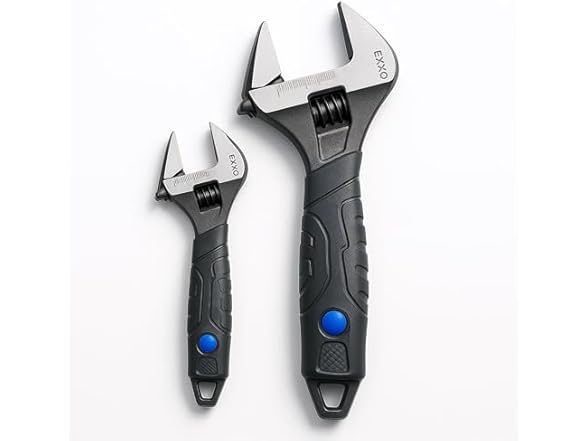 EXXO 4004 2 pc Adjustable Wrench Set WITH GRIP