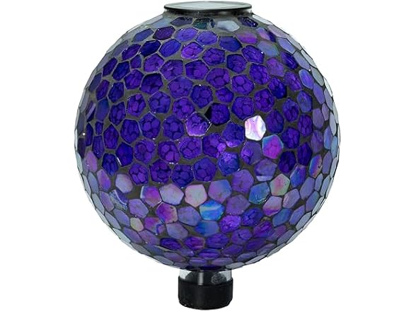 Sunnydaze 10" Solar Iridescent Purple Mosaic Globe