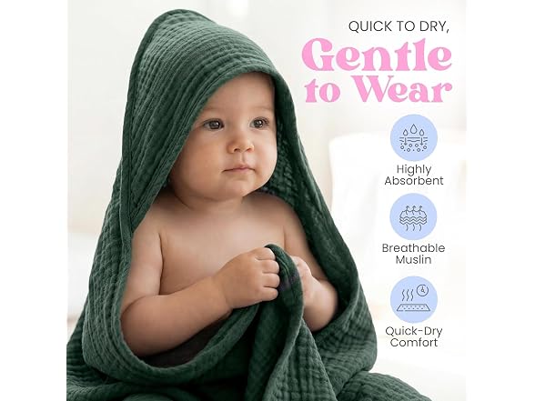 Mre & Moi Mre & Moi 2X Muslin Hooded Baby Bath