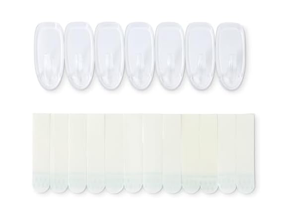 Amazon Basics Wall Hooks, 7 Hooks, 12 Adhesive Strips