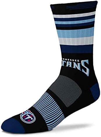 For Bare Feet Mens NFL Tennessee Titans Black Rave Crew Sock Large